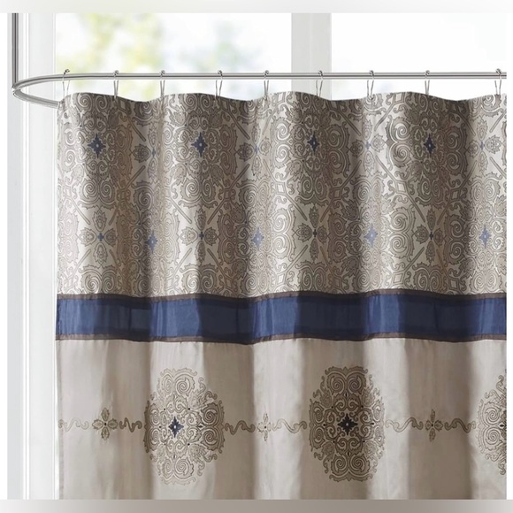 Madison Park Blaine Embroidered Shower Curtain 72x72 - Picture 2 of 7